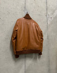 Chevignon 1990s Tanned Leather Puffer Jacket (M-L)