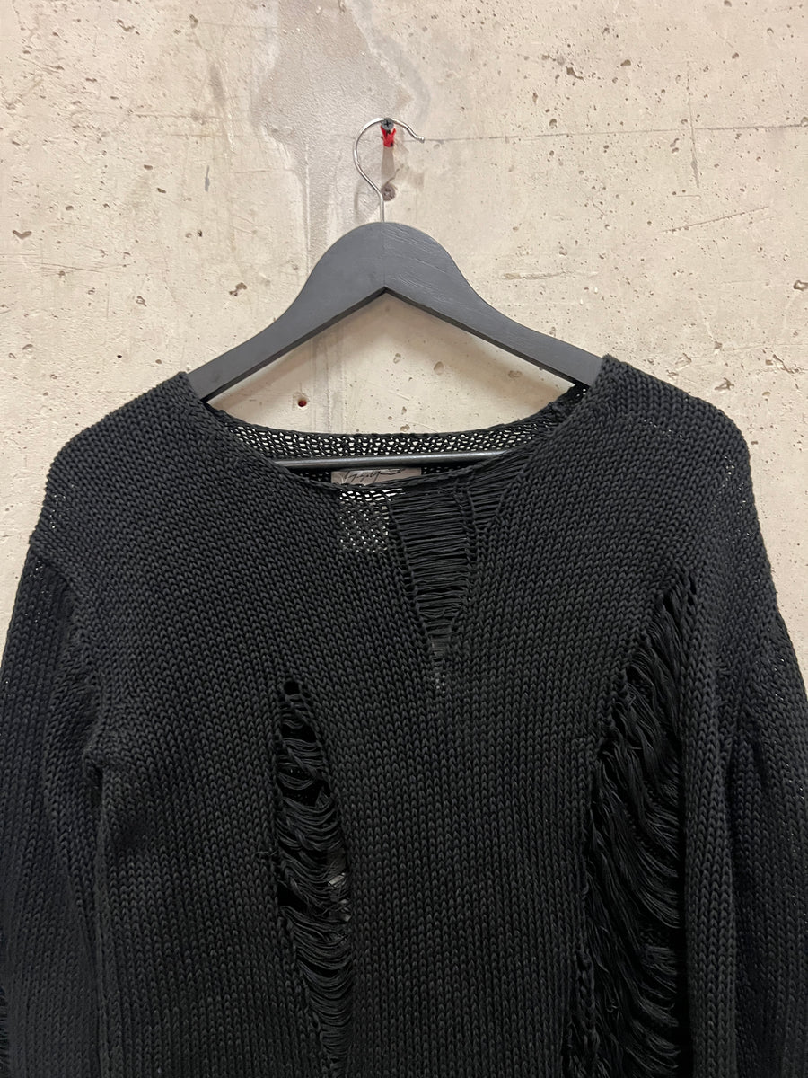 Yohji Yamamoto AW2001 Black Distressed Knit (S-M)