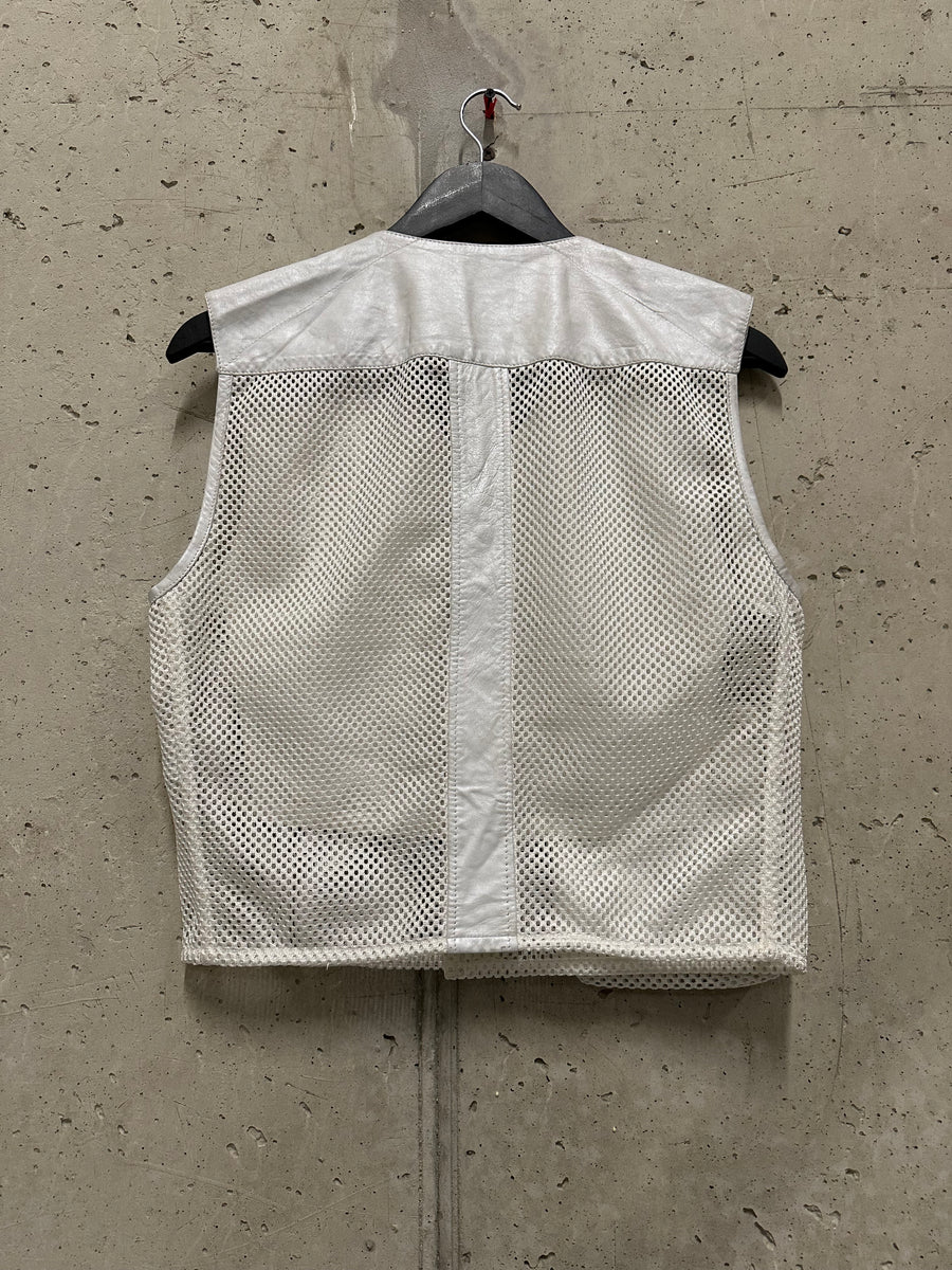 Dirk Bikkembergs SS1996 White Leather / Mesh Vest (S)